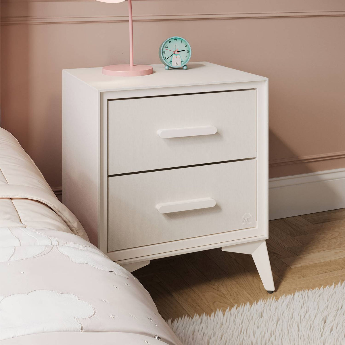 Florence Canvas Bedside Table with Two Drawers - Natural