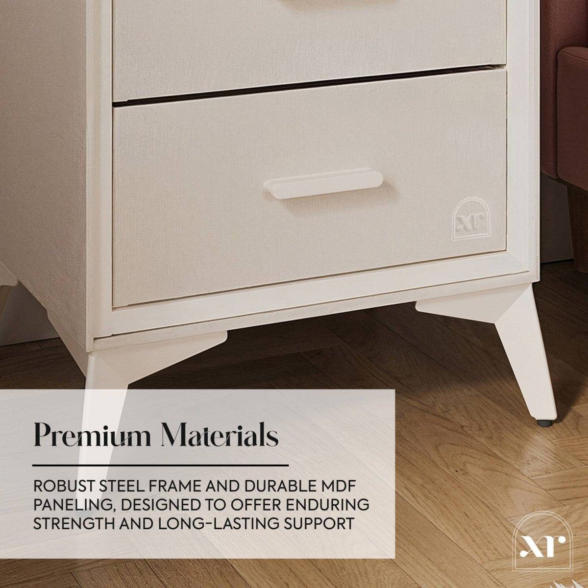 Florence Canvas Bedside Table with Two Drawers - Natural - XR LivingBedside Table
