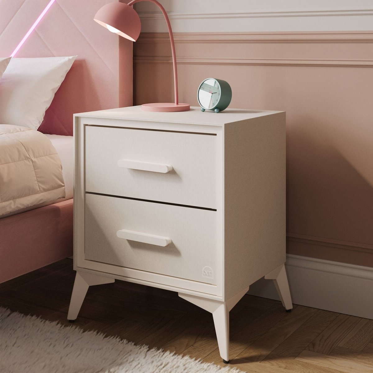 Florence Canvas Bedside Table with Two Drawers - Natural - XR LivingBedside Table