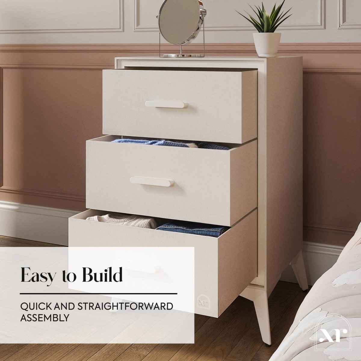 Florence Canvas Chest of 3 Drawers - Natural - XR LivingChest of Drawers
