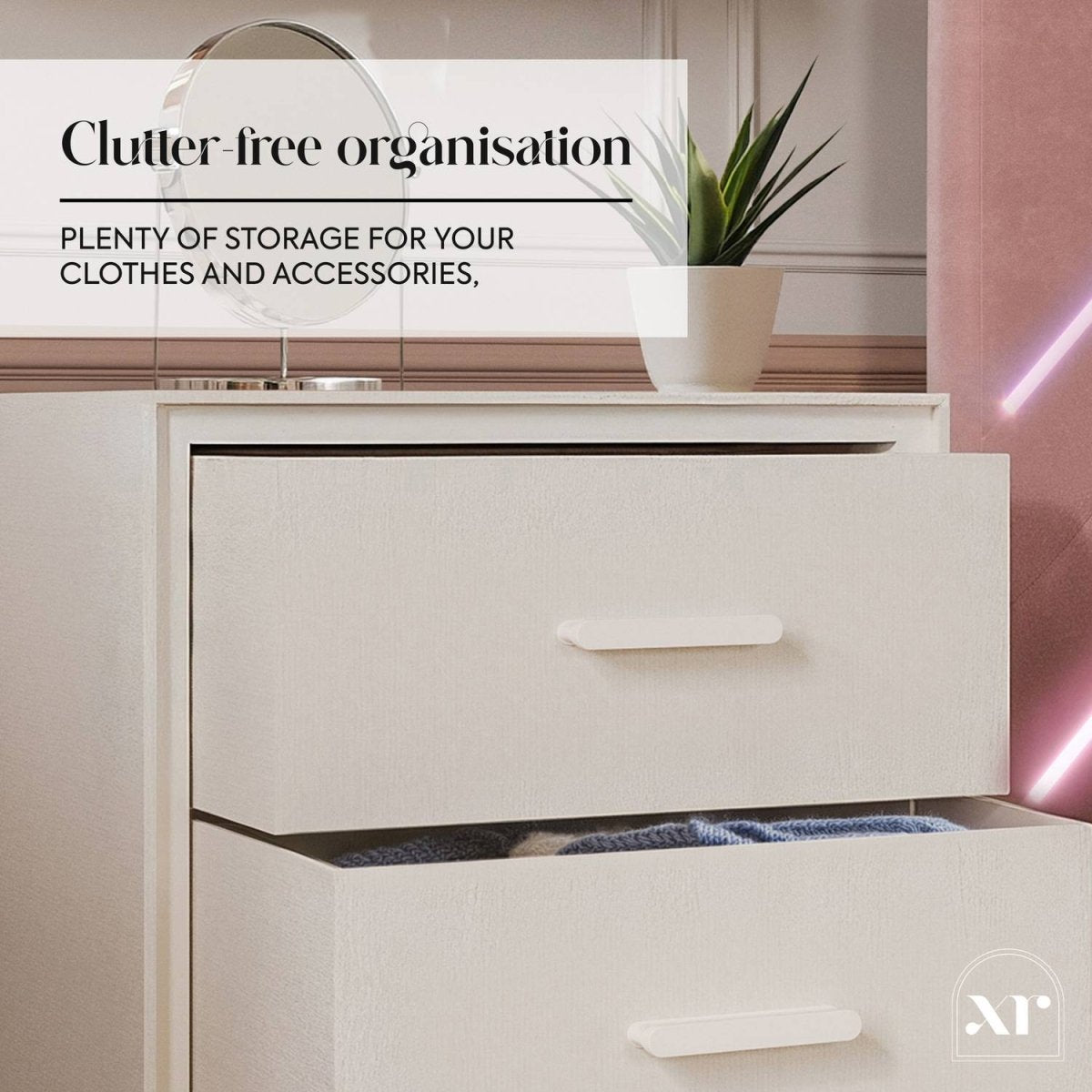 Florence Canvas Chest of 3 Drawers - Natural - XR LivingChest of Drawers