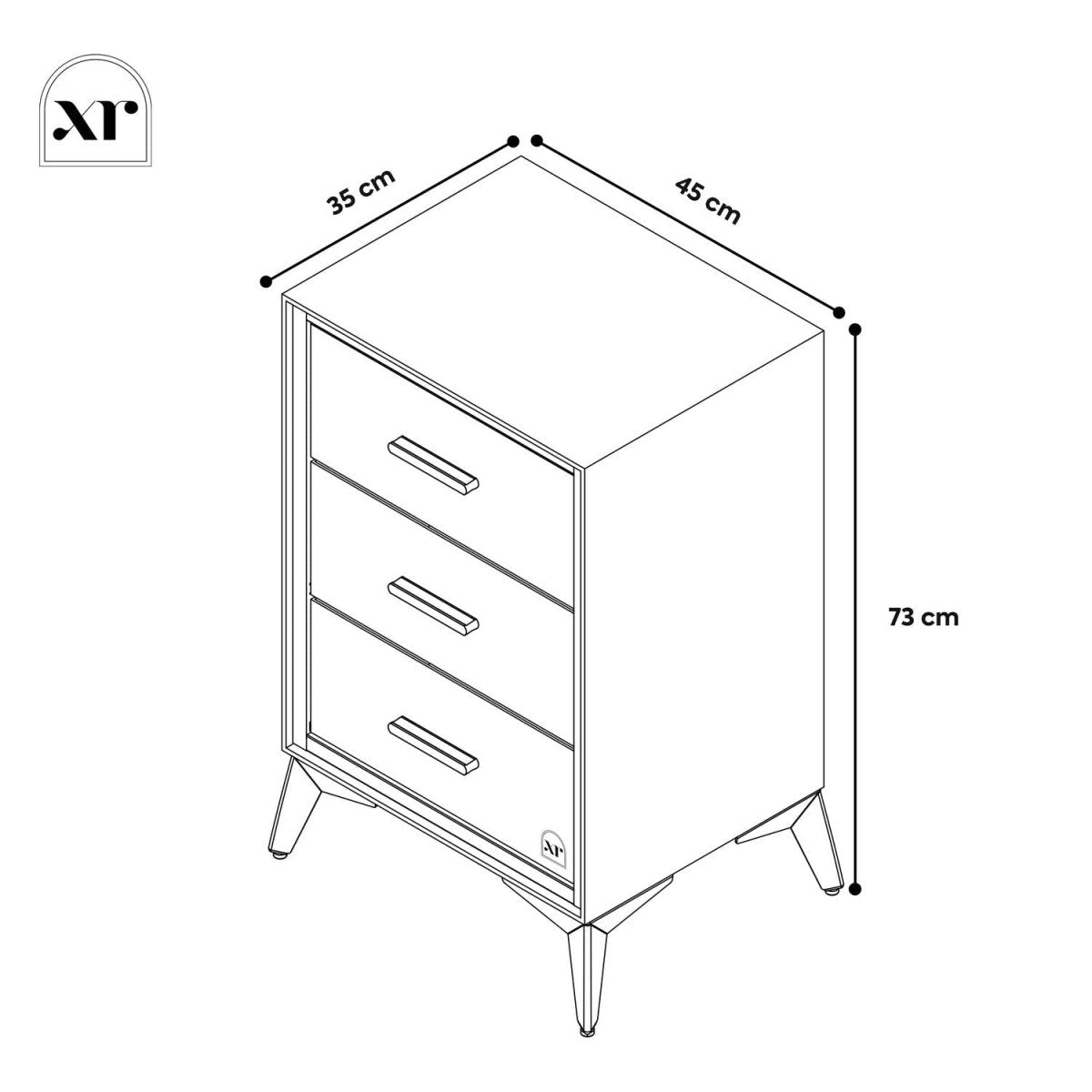 Florence Canvas Chest of 3 Drawers - Natural - XR LivingChest of Drawers