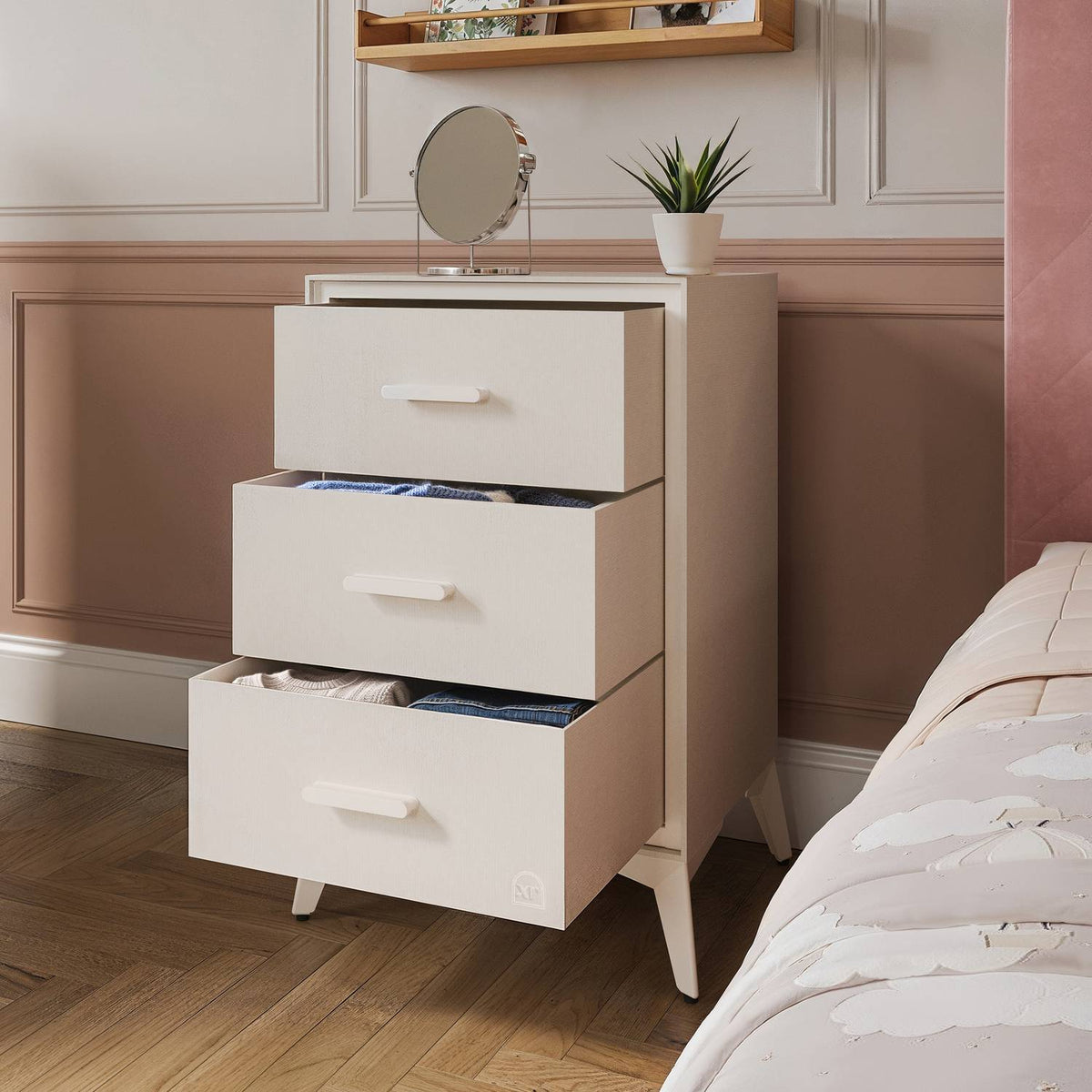 Florence Canvas Chest of 3 Drawers - Natural