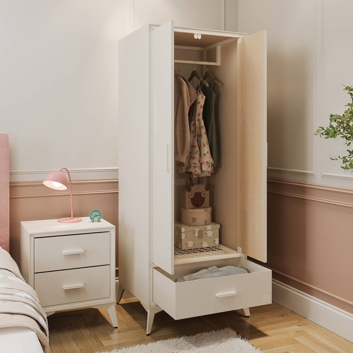 Florence Canvas 2 Door Wardrobe - Natural