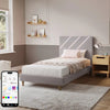 Lily Single Bed Frame with App Controlled LED Lights - Grey - XR LivingBed Frame