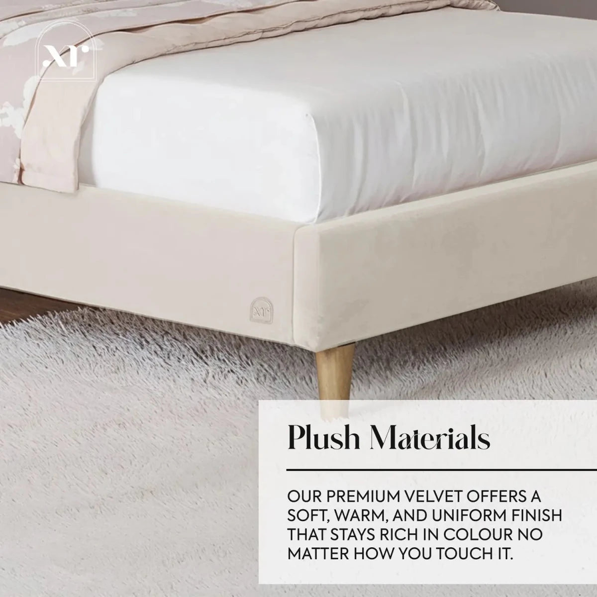 Lily Single Bed Frame with App Controlled LED Lights - Ivory - XR LivingBed Frame