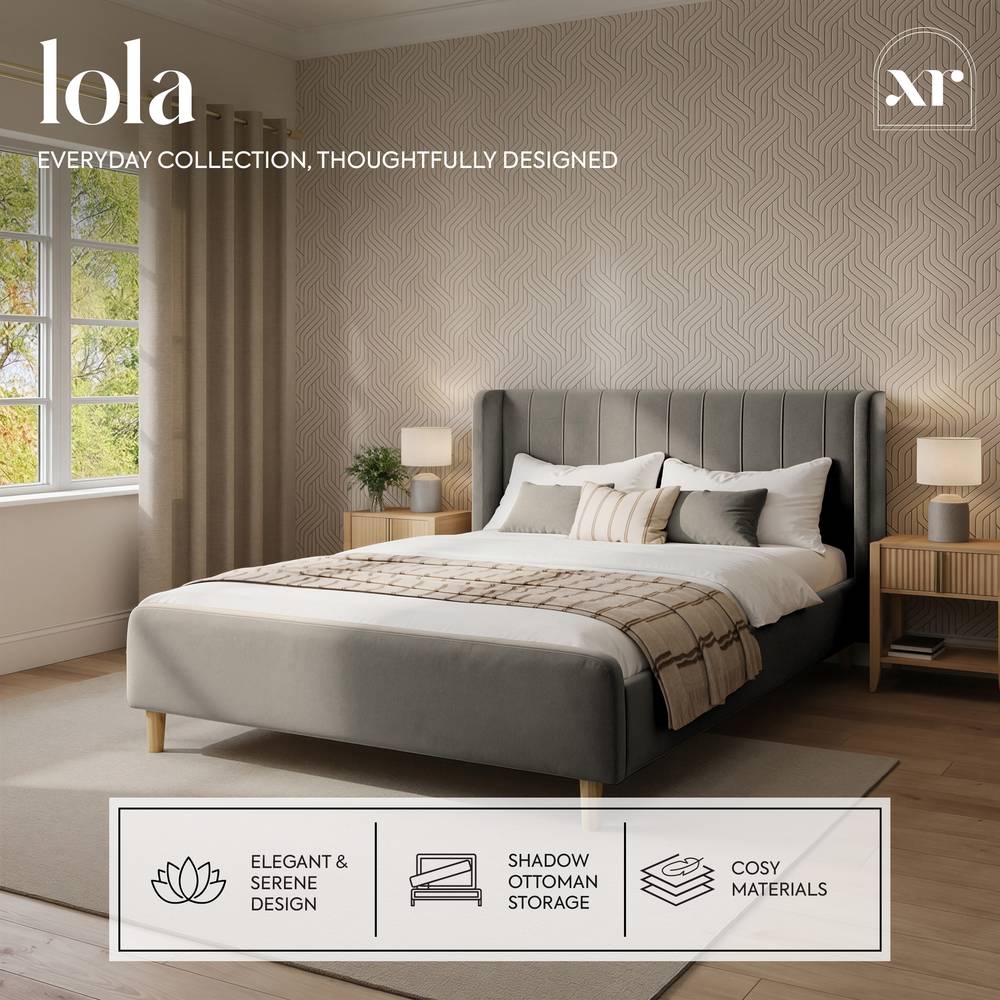 Lola Shadow Ottoman Bed - Grey (2 Sizes) - XR LivingBed Frame