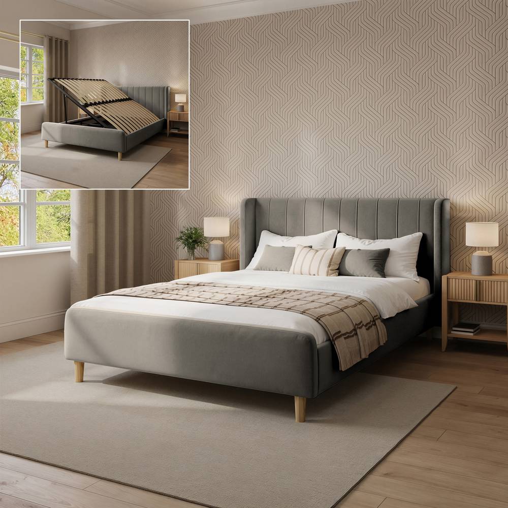 Lola Shadow Ottoman Bed - Grey (2 Sizes) - XR LivingBed Frame