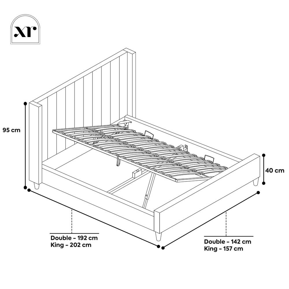Lola Shadow Ottoman Bed - Natural Stone (2 Sizes) - XR LivingBed Frame