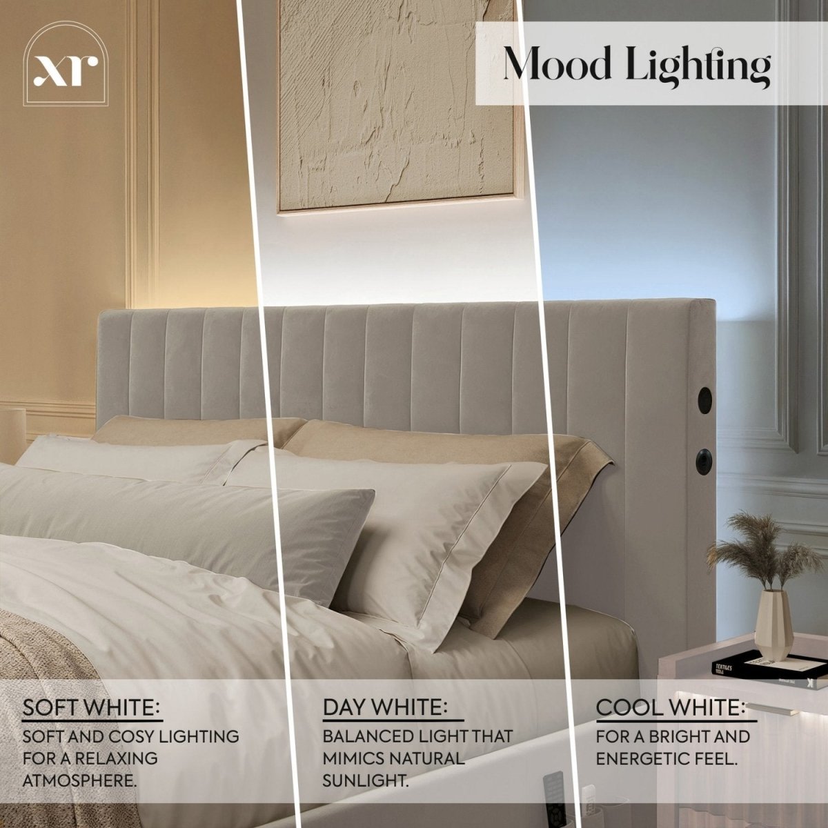 Maisie 5.1 Ottoman Bed with Electric TV Lift, True Surround Sound and App Controlled LED Lights - Grey (2 Sizes) - XR LivingOttoman TV Bed