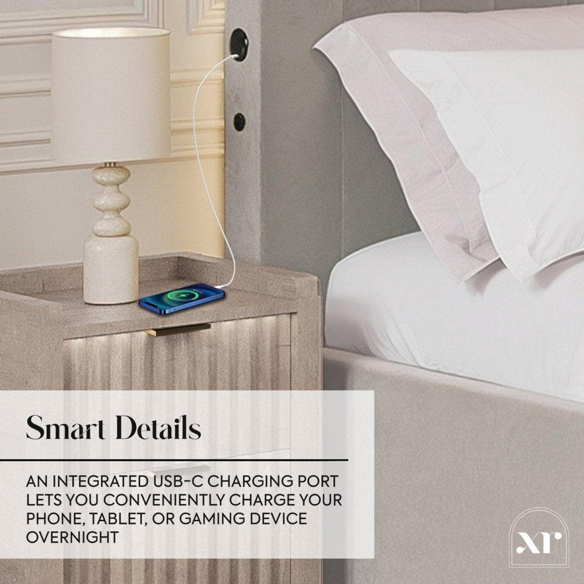 Maisie 5.1 Ottoman Bed with Electric TV Lift, True Surround Sound and App Controlled LED Lights - Grey (2 Sizes) - XR LivingOttoman TV Bed