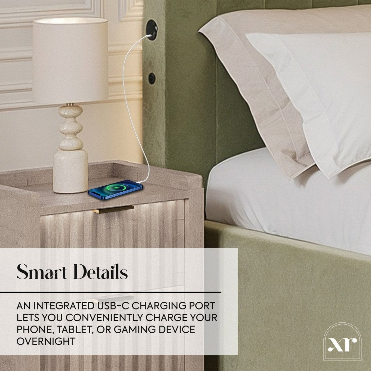 Maisie 5.1 Ottoman Bed with Electric TV Lift, True Surround Sound and App Controlled LED Lights - Olive Green (2 Sizes) - XR LivingOttoman TV Bed