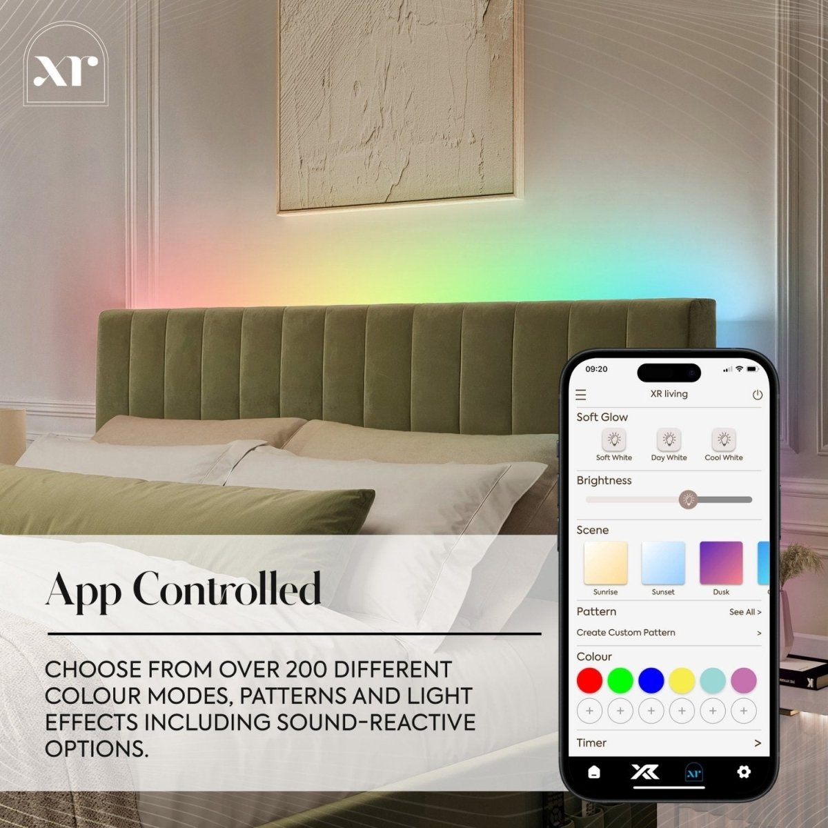 Maisie 5.1 Ottoman Bed with Electric TV Lift, True Surround Sound and App Controlled LED Lights - Olive Green (2 Sizes) - XR LivingOttoman TV Bed