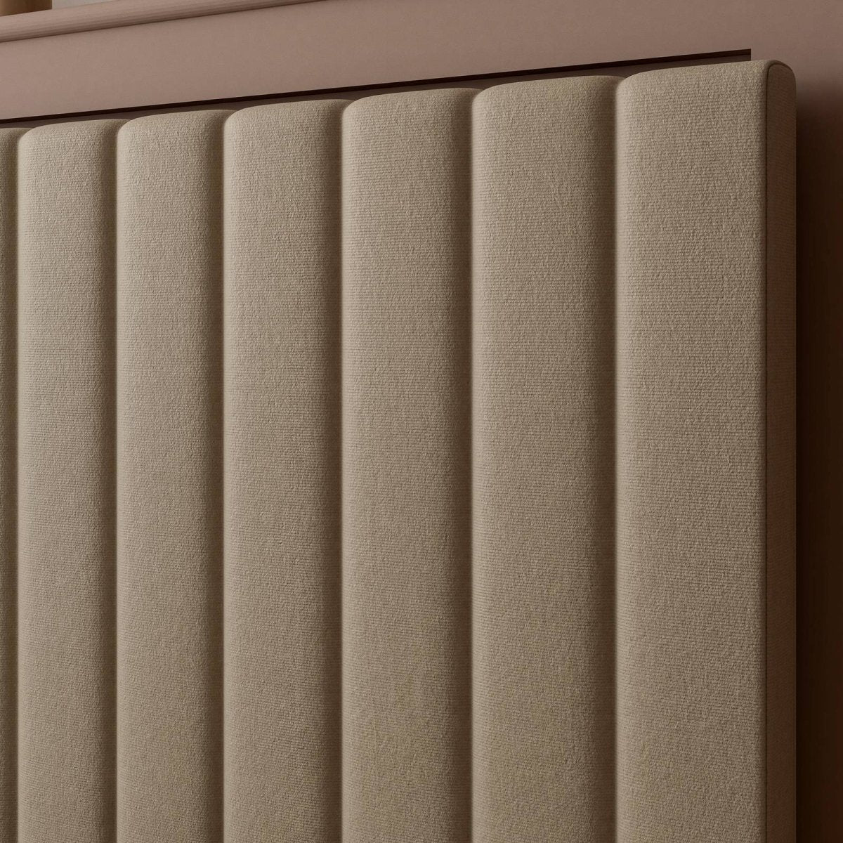 Maisie Upholstered Bed Frame with LED Lighting - Natural Stone (2 Sizes) - XR Living