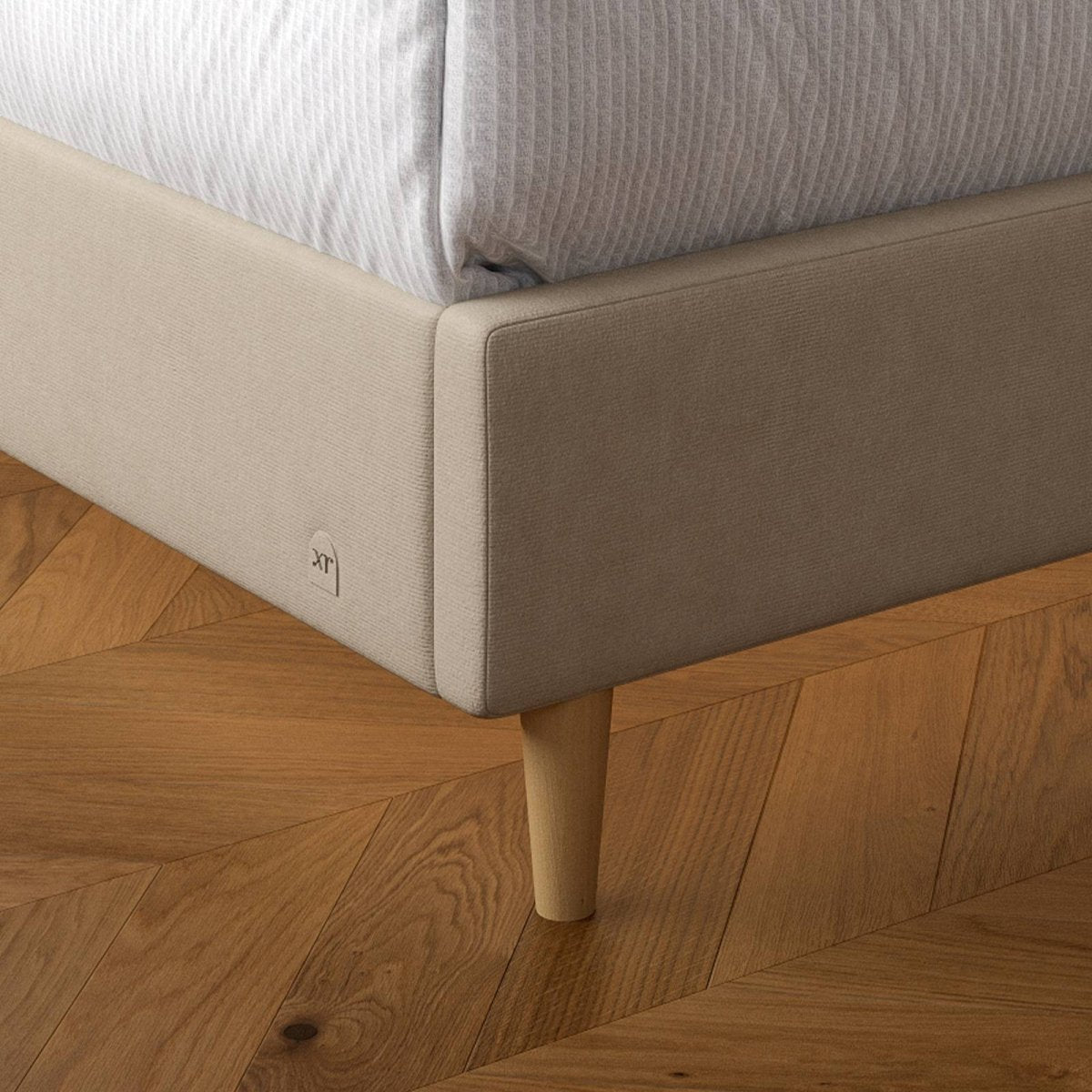 Maisie Upholstered Bed Frame with LED Lighting - Natural Stone (2 Sizes) - XR Living