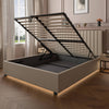 Maisie Upholstered Ottoman Bed with LED Lighting - Natural Stone (2 Sizes) - XR Living
