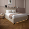 Maisie Upholstered Ottoman Bed with LED Lighting - Natural Stone (2 Sizes) - XR Living