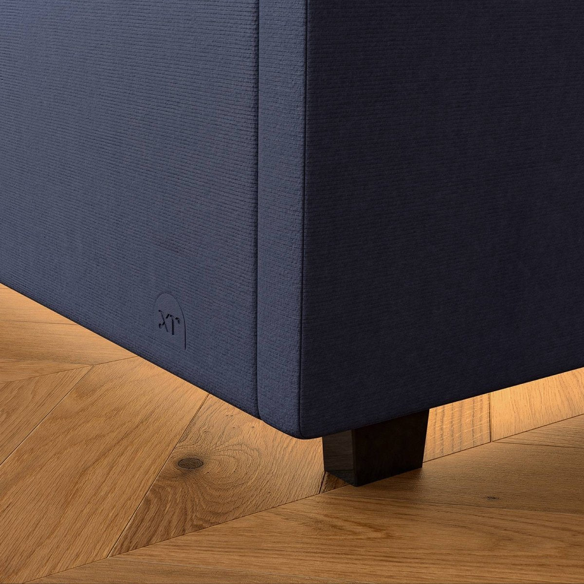 Maisie Upholstered Ottoman Bed with LED Lighting - Navy Blue (2 Sizes) - XR LivingOttoman Bed