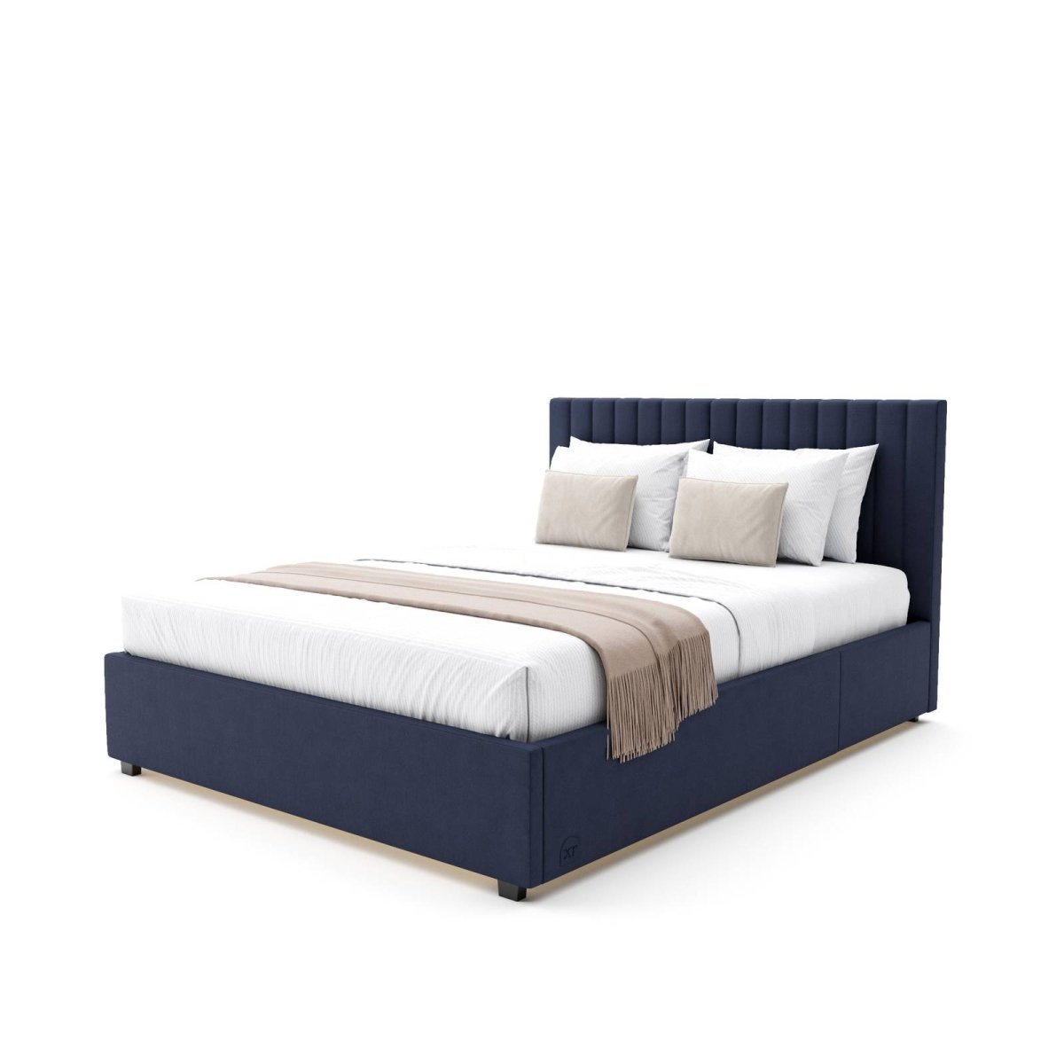Maisie Upholstered Ottoman Bed with LED Lighting - Navy Blue (2 Sizes) - XR LivingOttoman Bed