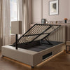 Maisie Upholstered Ottoman TV Bed with LED Lighting - Natural Stone (2 Sizes) - XR LivingOttoman TV Bed