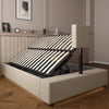 Maisie Upholstered Ottoman TV Bed with LED Lighting - Natural Stone (2 Sizes) - XR LivingOttoman TV Bed
