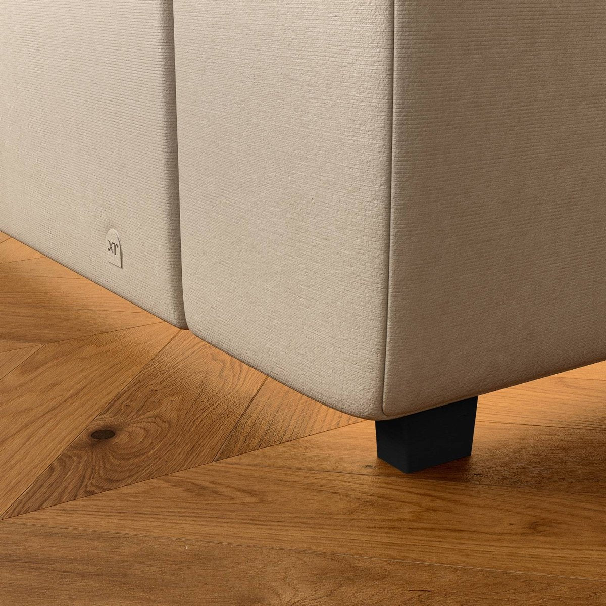 Maisie Upholstered Ottoman TV Bed with LED Lighting - Natural Stone (2 Sizes) - XR LivingOttoman TV Bed