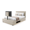 Maisie Upholstered Ottoman TV Bed with LED Lighting - Natural Stone (2 Sizes) - XR LivingOttoman TV Bed