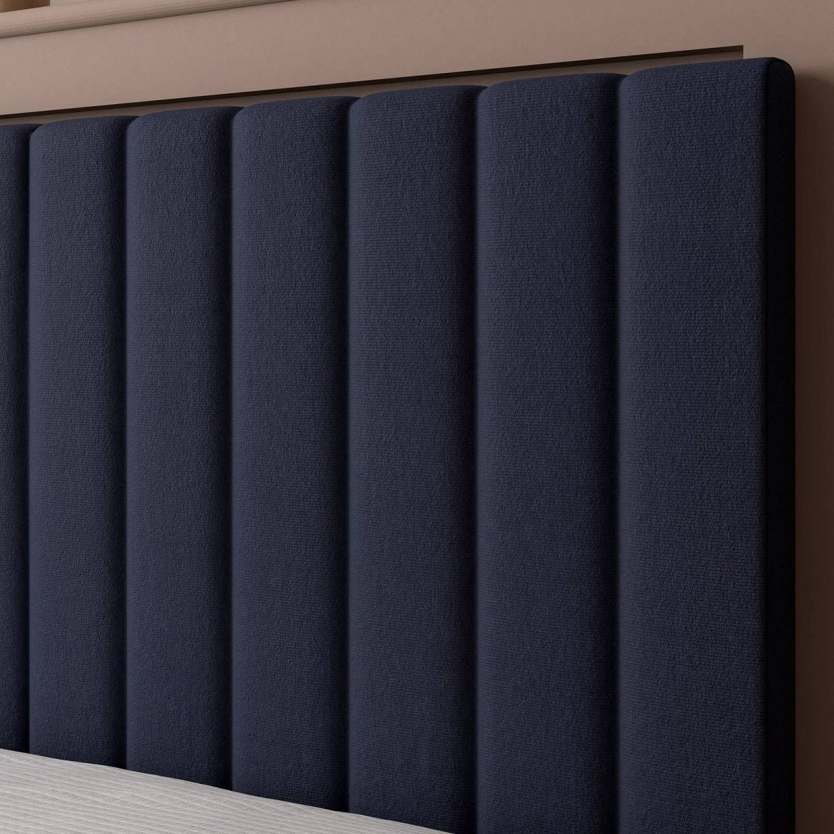 Maisie Upholstered Ottoman TV Bed with LED Lighting - Navy Blue (2 Sizes) - XR LivingOttoman TV Bed