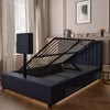 Maisie Upholstered Ottoman TV Bed with LED Lighting - Navy Blue (2 Sizes) - XR LivingOttoman TV Bed