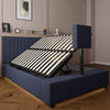Maisie Upholstered Ottoman TV Bed with LED Lighting - Navy Blue (2 Sizes) - XR LivingOttoman TV Bed