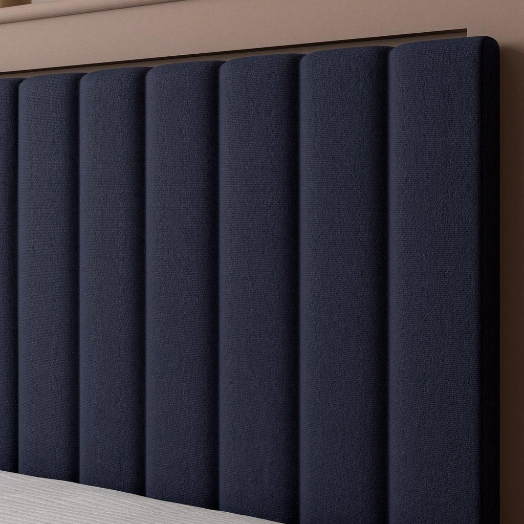 Maisie Upholstered TV Bed with LED Lighting - Navy Blue (2 Sizes) - XR Living
