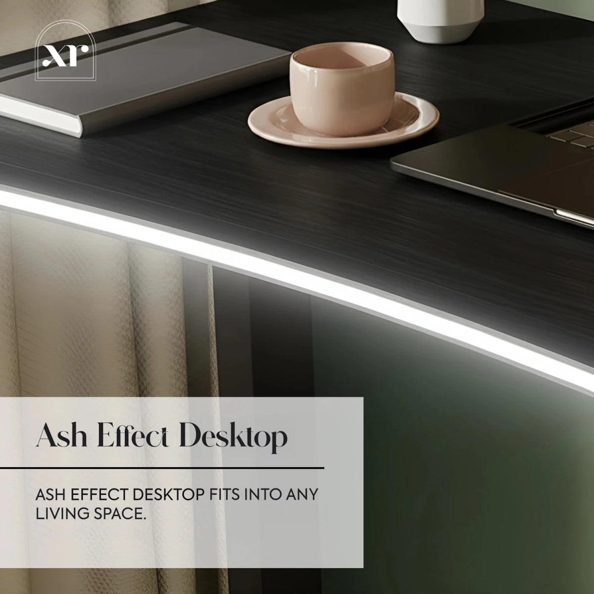 Oka LED Office Desk with Wireless Charging - Ash Black RGB (2 Sizes) - XR LivingOffice Desk