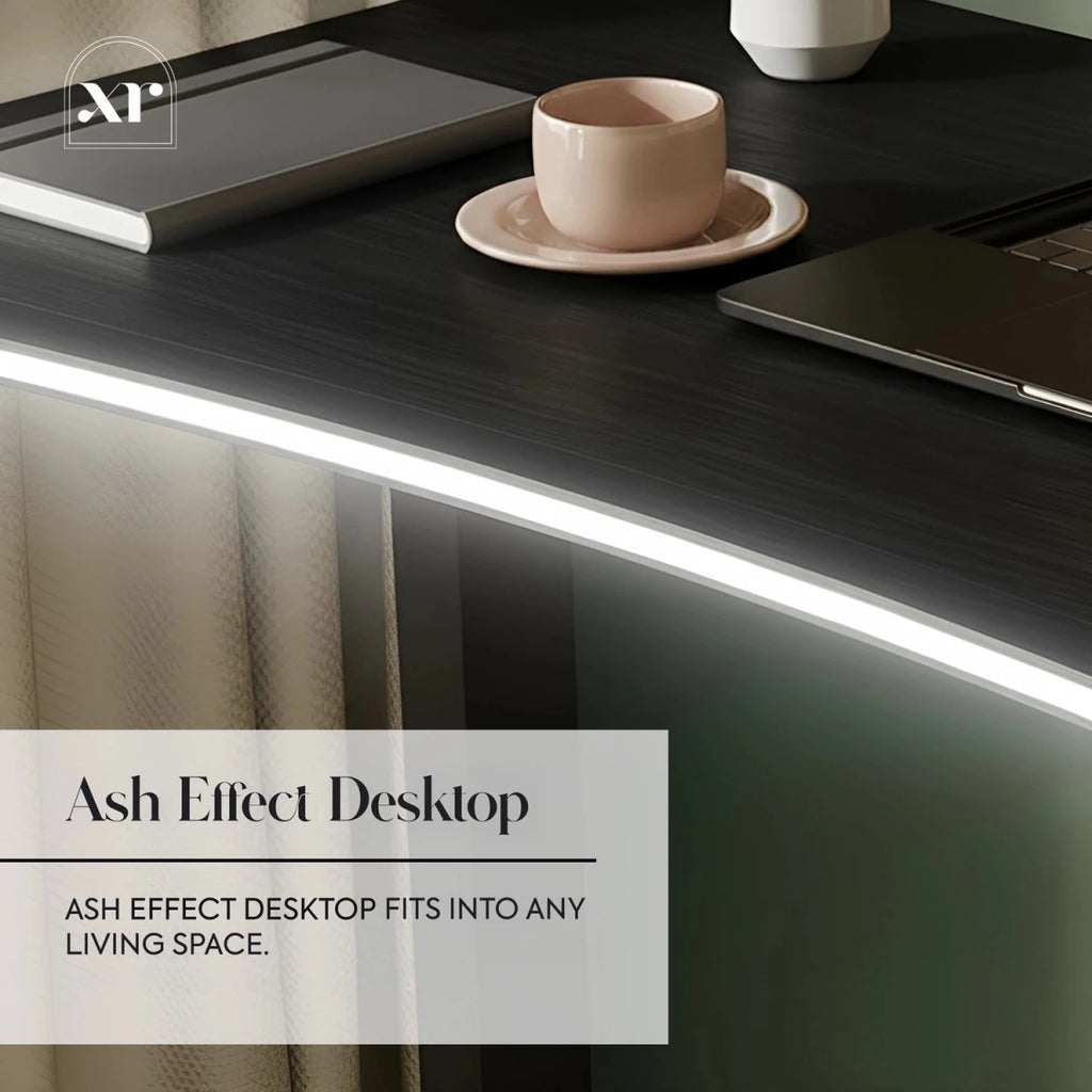 Oka LED Office Desk with Wireless Charging - Ash Black RGB (2 Sizes) - XR LivingOffice Desk