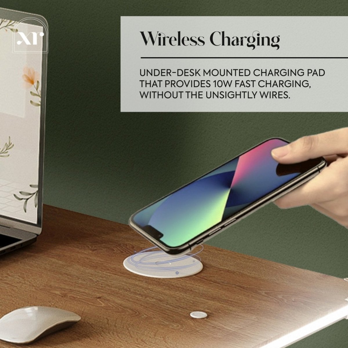 Oka LED Office Desk with Wireless Charging - Oak RGB (2 Sizes) - XR LivingOffice Desk