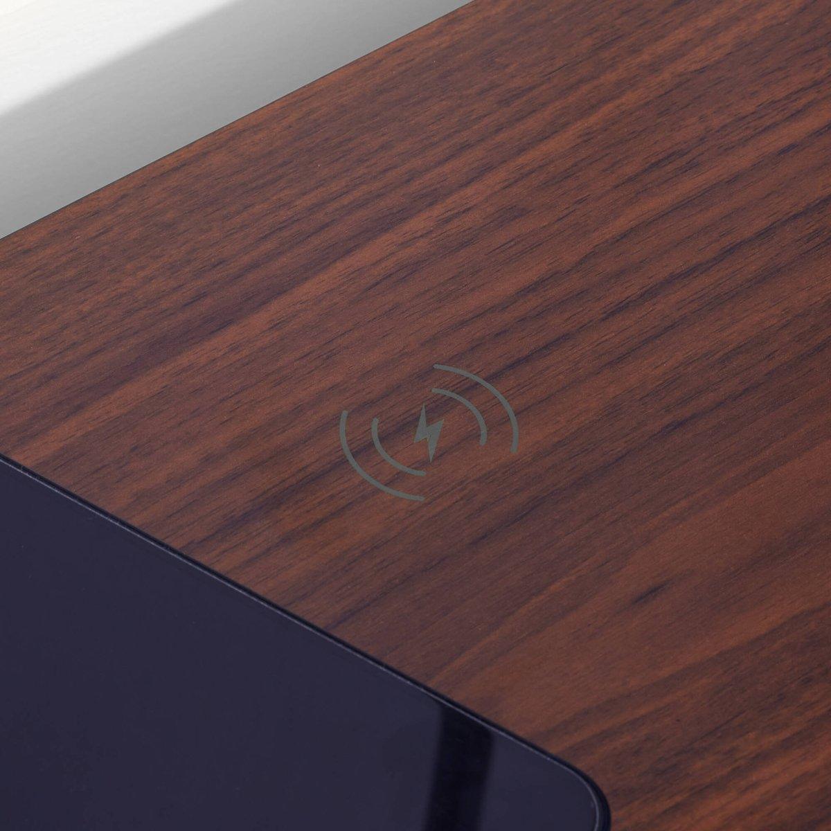 Oka Office Desk with LED Lights & Wireless Charging - Walnut Effect - XR LivingOffice Desk