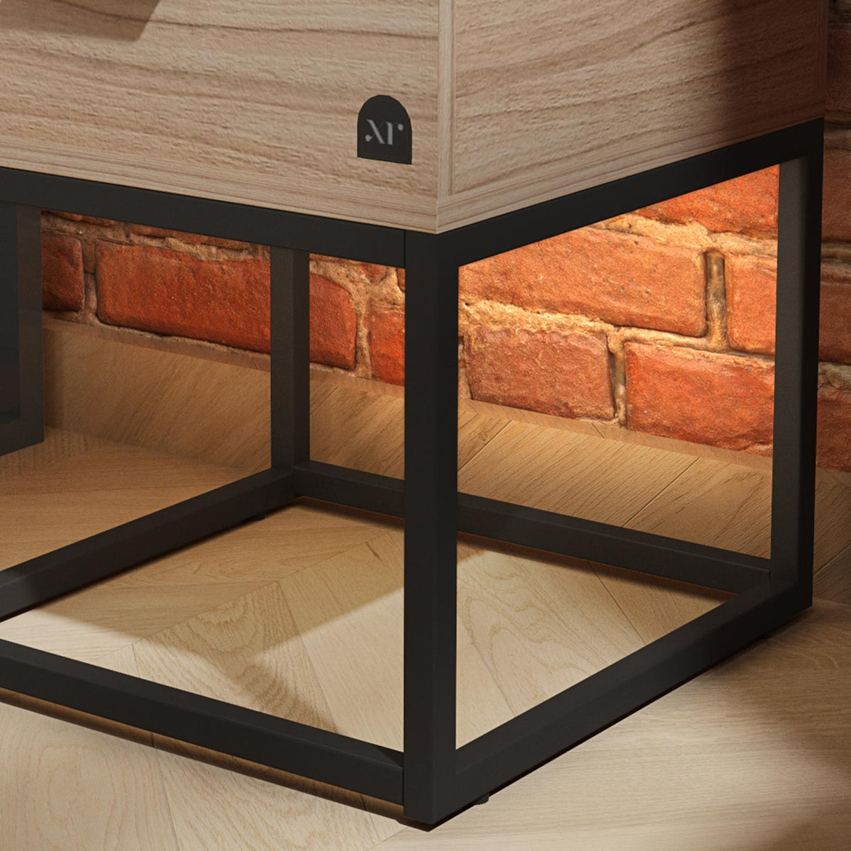 Denver Bedside Table With App Controlled LED Lights - Oak / Black